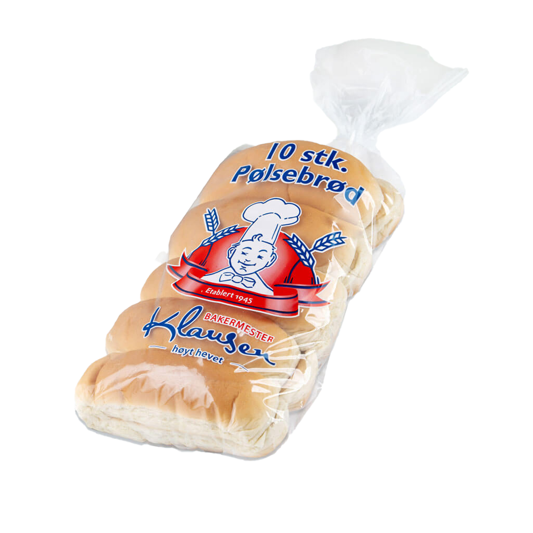 Pølsebrød, Store saftige 10 pk Klausen Bakeri