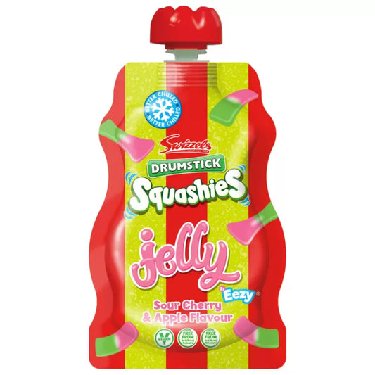 SWIZZELS DRUMSTICKS SQUASHIES JELLY SOUR APPLE AND CHERRY 80g