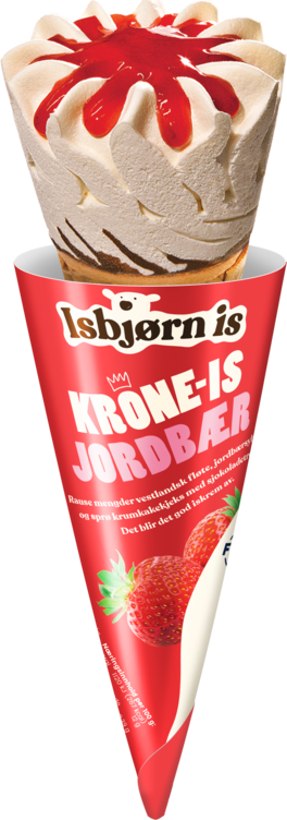 Krone-is Jordbær 12 stk pr krt. Pris 14.99 pr stk